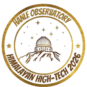 Gold vintage passport stamp for Hanle Observatory Ladakh India high-altitude stargazing.