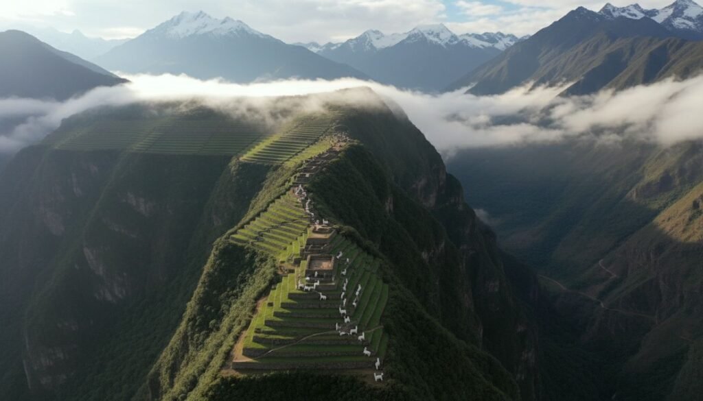 The stone llama terraces of the Choquequirao Trek Secret in Peru.