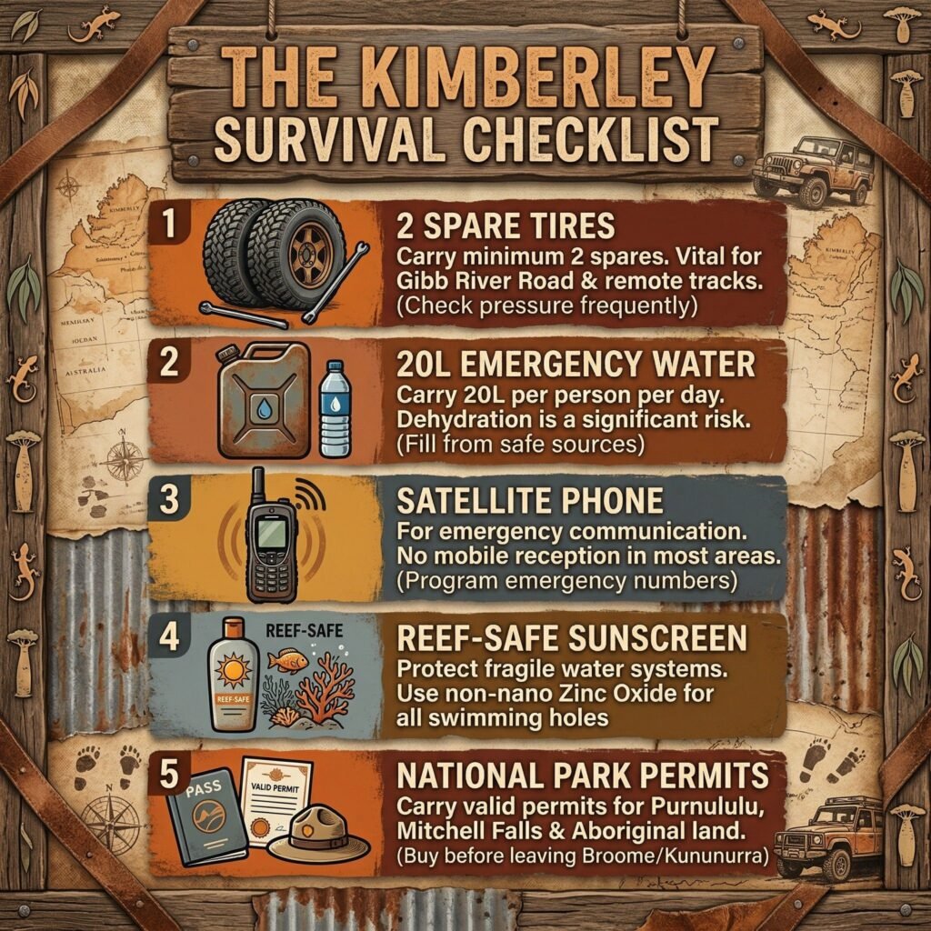 Kimberley Australia Guide - Essential Survival Gear Infographic