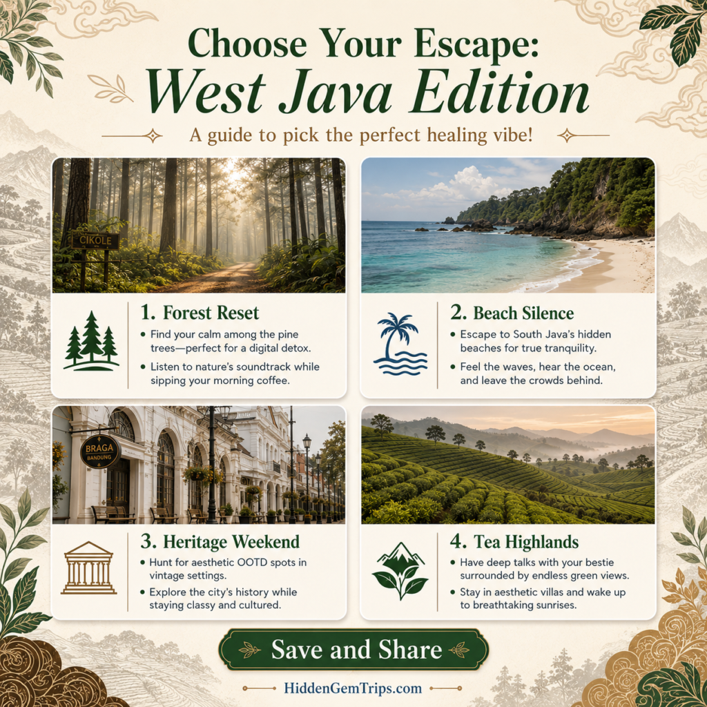 West Java Weekend Escapes That Feel Far Away from Jakarta 2 How to choose West Java weekend escapes by travel mood and destination type