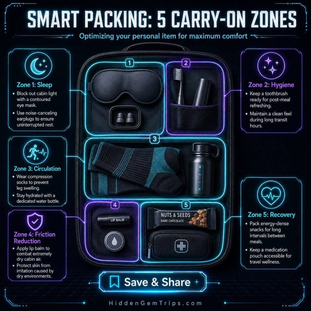 The Brutally Honest Guide to Surviving Long-Haul Flights 2 surviving long-haul flights carry-on packing infographic