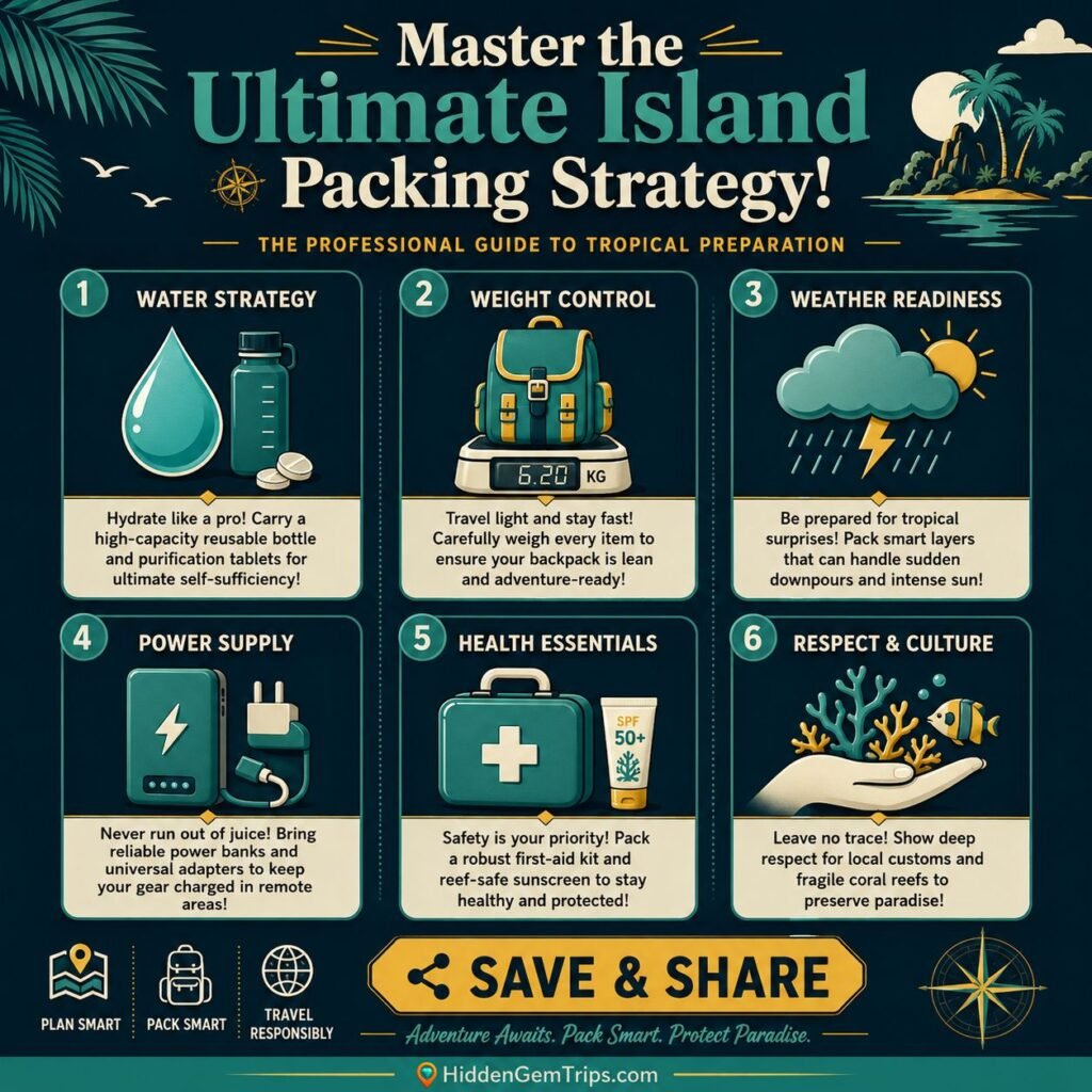 island packing strategy framework water weight weather power health respect