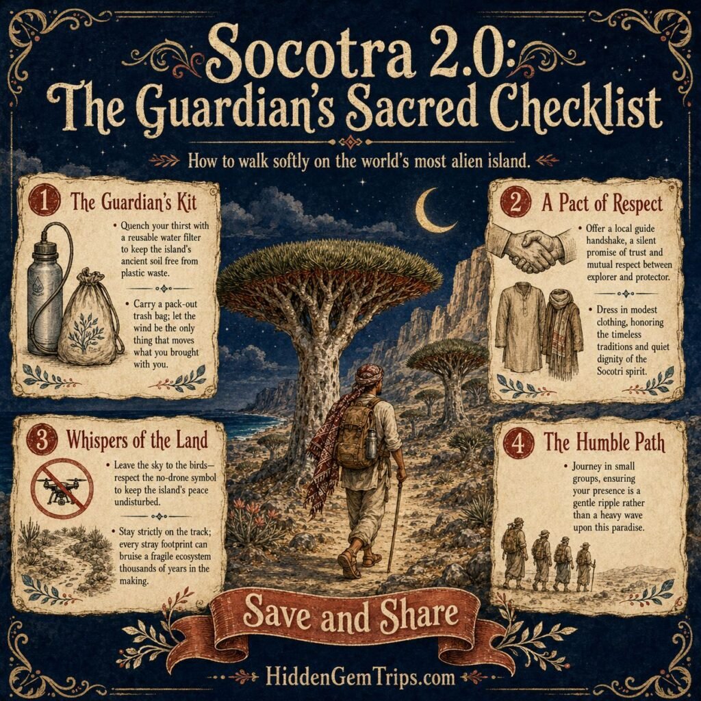 Socotra 2.0 ethical travel guide checklist for responsible visitors planning a trip to Yemen’s remote island