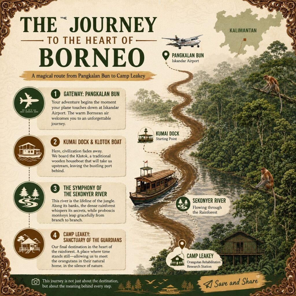 Tanjung Puting Beyond Wildlife Cruises: Villages, Rivers, and Local Life 1 Tanjung Puting beyond wildlife cruises route map from Pangkalan Bun to Sekonyer River