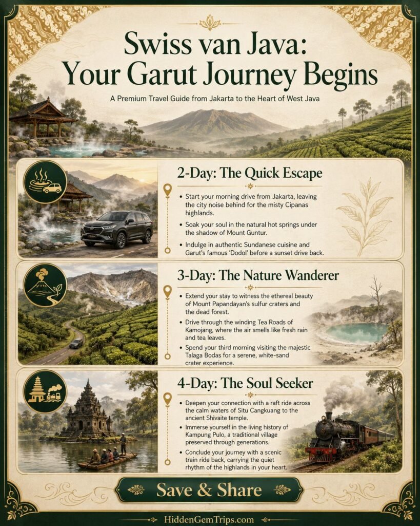 Garut Highlands Guide: 7 Quiet Escapes from Jakarta 2 Garut Highlands Guide route planner for 2 3 and 4 day trips from Jakarta