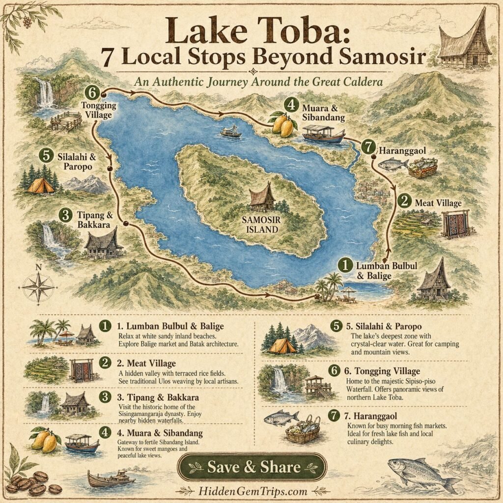 Lake Toba Villages: 7 Local Stops Beyond Samosir 1 Lake Toba villages route map showing 7 local stops beyond Samosir