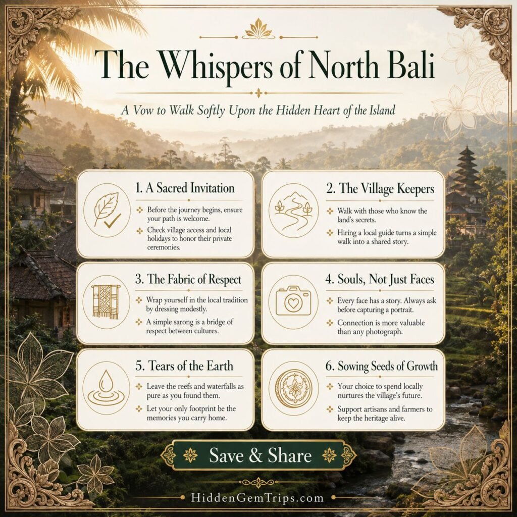 North Bali Villages: 7 Quiet Corners to Visit 3 North Bali Villages responsible travel checklist for cultural and nature visits.