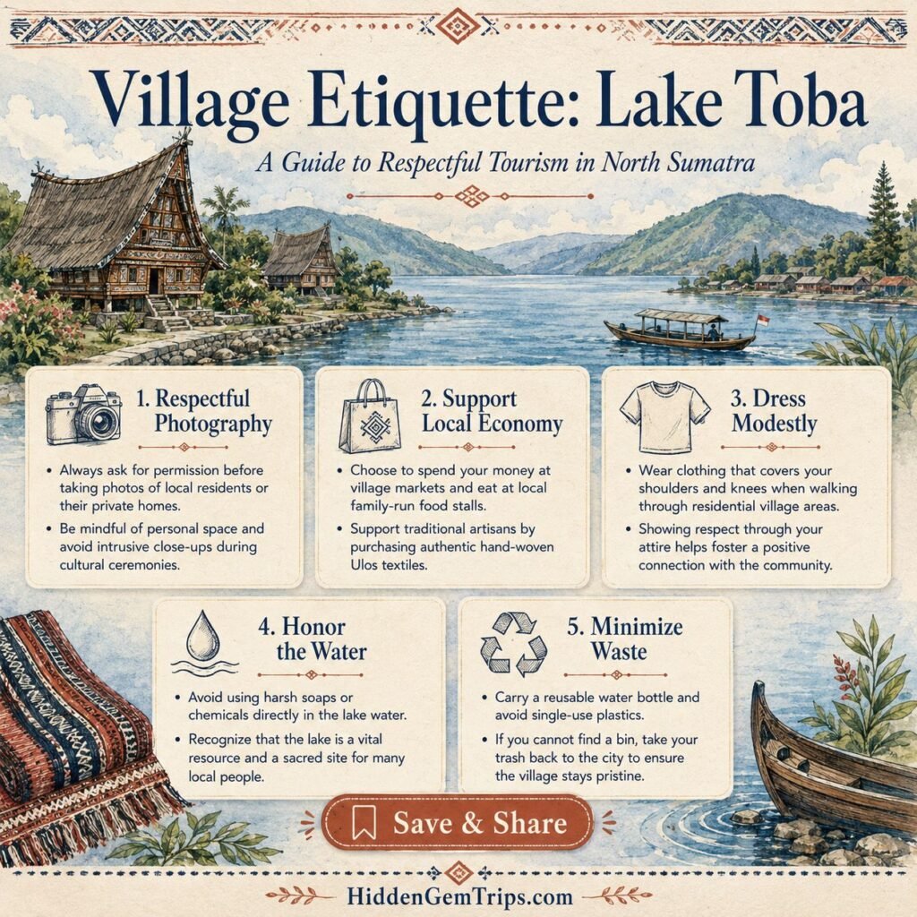 Lake Toba Villages: 7 Local Stops Beyond Samosir 3 Responsible travel rules for Lake Toba villages beyond Samosir