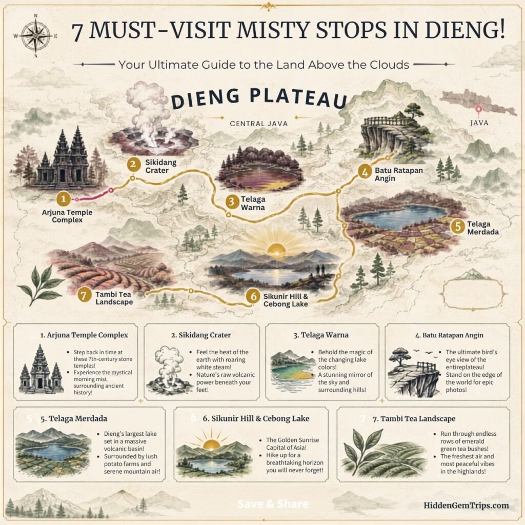 Dieng Plateau Travel Guide: 7 Misty Stops 2 Dieng Plateau Travel Guide map with 7 misty stops in Central Java