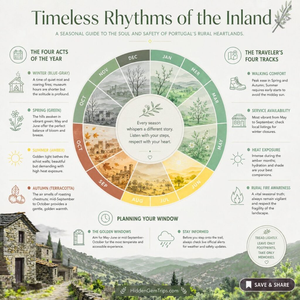 Portugal Inland Villages: 7 Local Escapes for 2026 3 Portugal inland villages seasonal planner with heat, wildfire, rain and crowd guidance