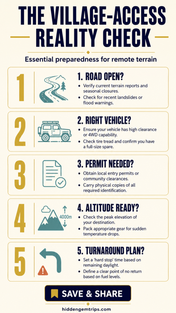 Kyrgyzstan Alpine Villages access checklist for road, permit, altitude, weather, and fallback planning